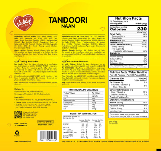 Vadilal Tandoori Naan 1.28kg