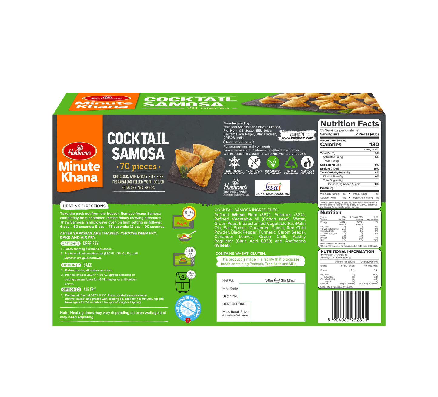 HALDIRAMS (DELHI) COCKTAIL SAMOSA 1.4KG