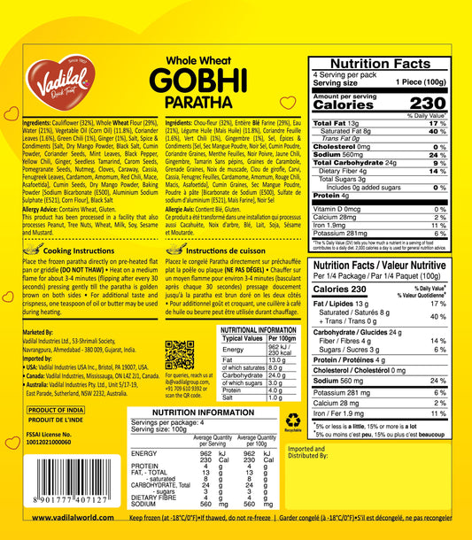 VADILAL GOBI PARATHA 400G