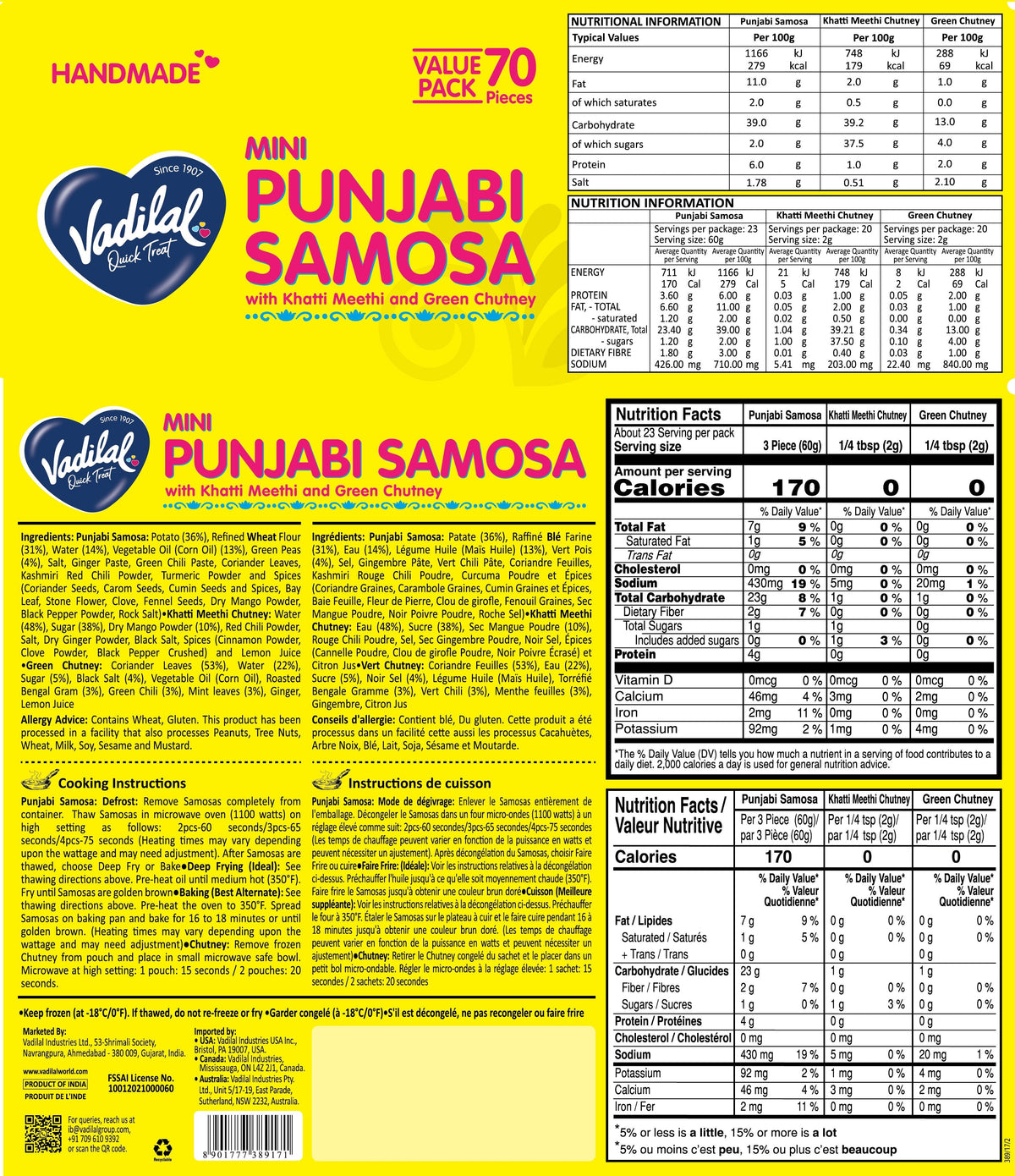 Vadilal Mini Punjabi Samosa – 1.5 kg