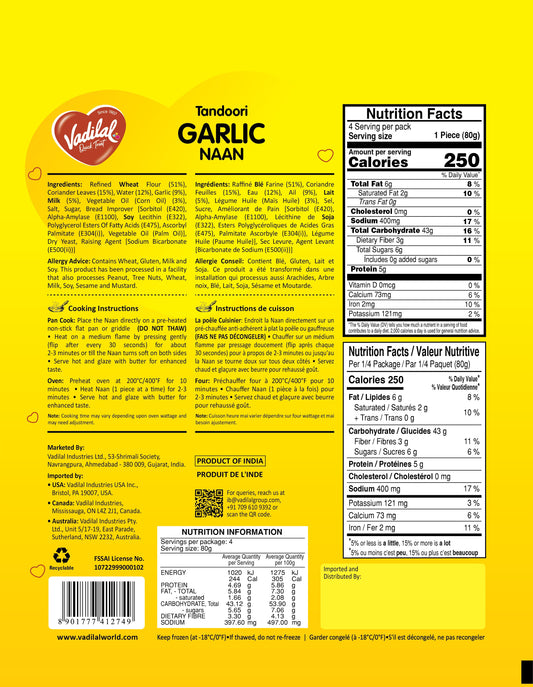Vadilal Tandoori Garlic Naan 320g