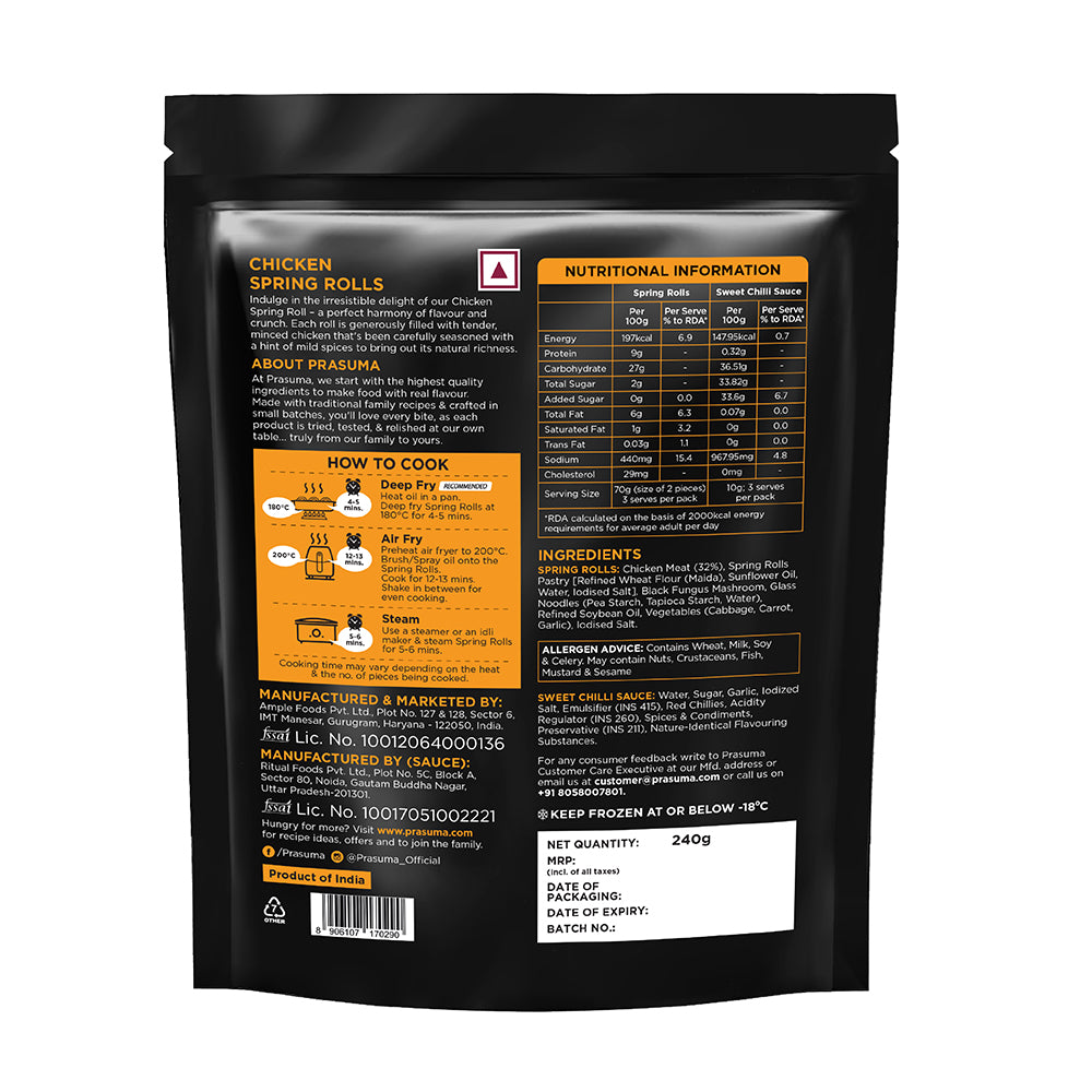 PRASUMA CHICKEN SPRING ROLLS 240G