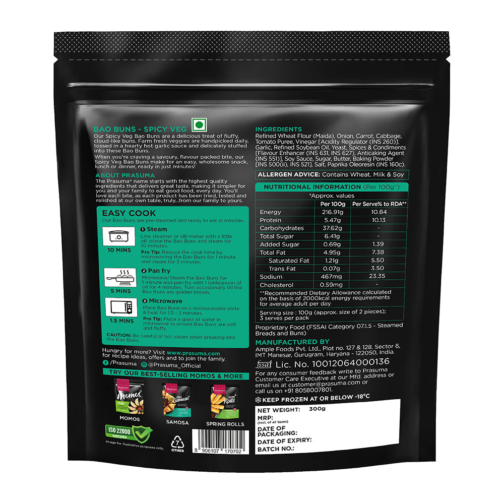 PRASUMA BAO BUNS - SPICY VEG 300G