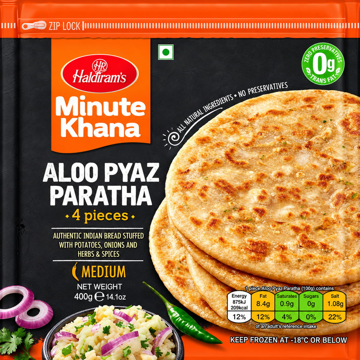 Haldiram's Aloo Pyaz Paratha 400g
