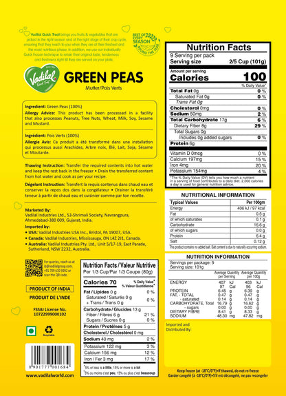Vadilal Green Peas (Mutter) – 908g