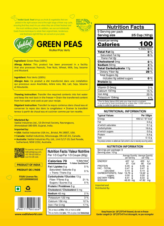 Vadilal Green Peas (Mutter) – 908g