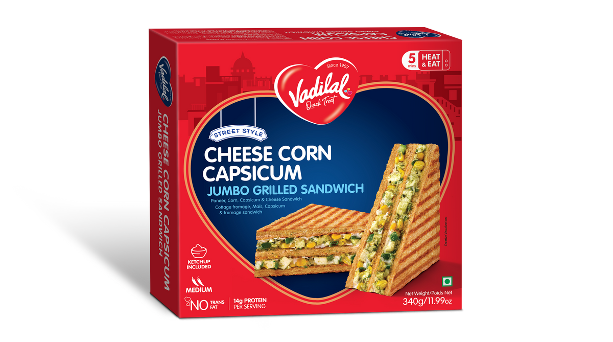 Vadilal Cheese Corn Capsicum Jumbo Grilled Sandwich – 340g