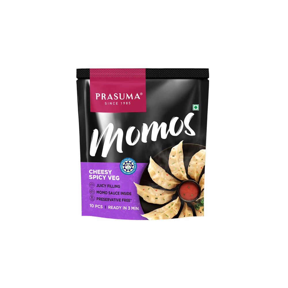 PRASUMA CHEESY SPICY VEG MOMOS 230G