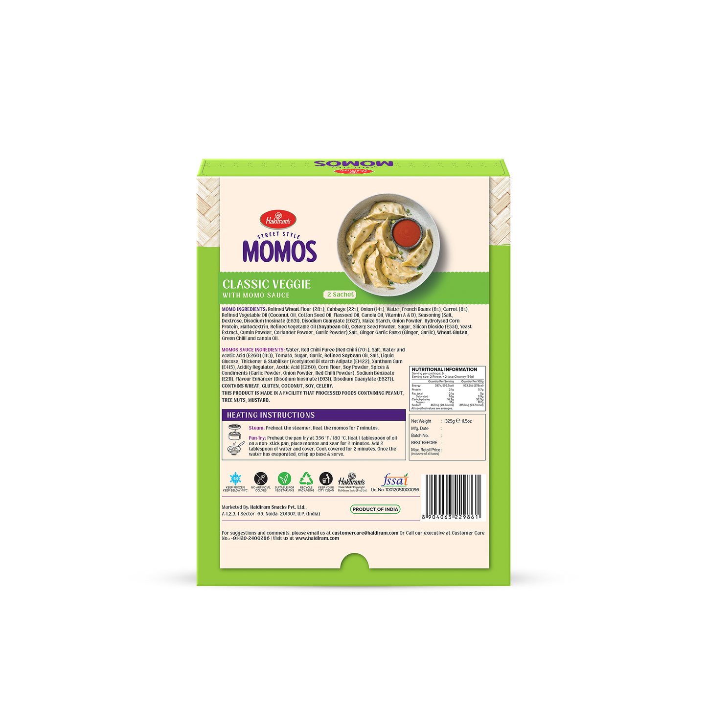 HALDIRAMS (DELHI) VEGGIE MOMOS 350G