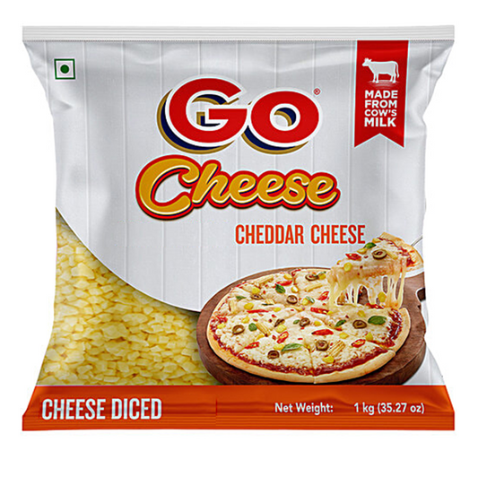 GO Cheddar Cheese Diced 1kg