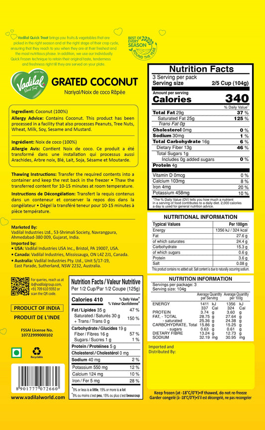 Vadilal Grated Coconut (Nariyal) – 312g