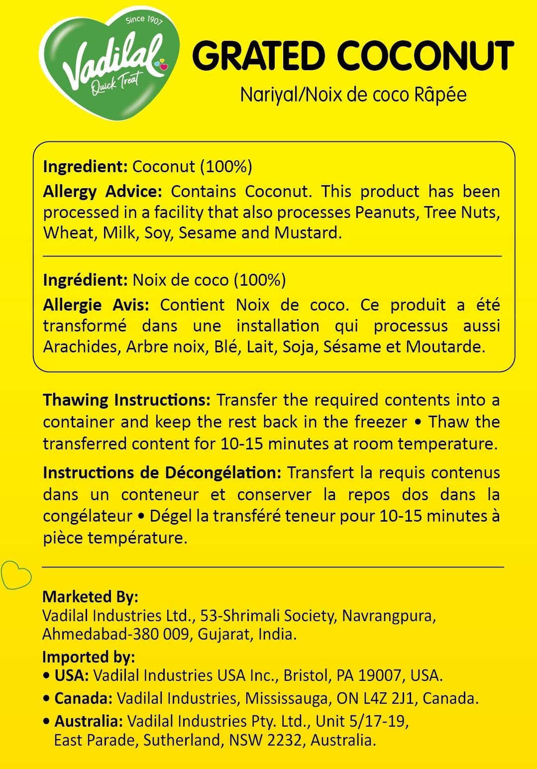 Vadilal Grated Coconut (Nariyal) – 312g