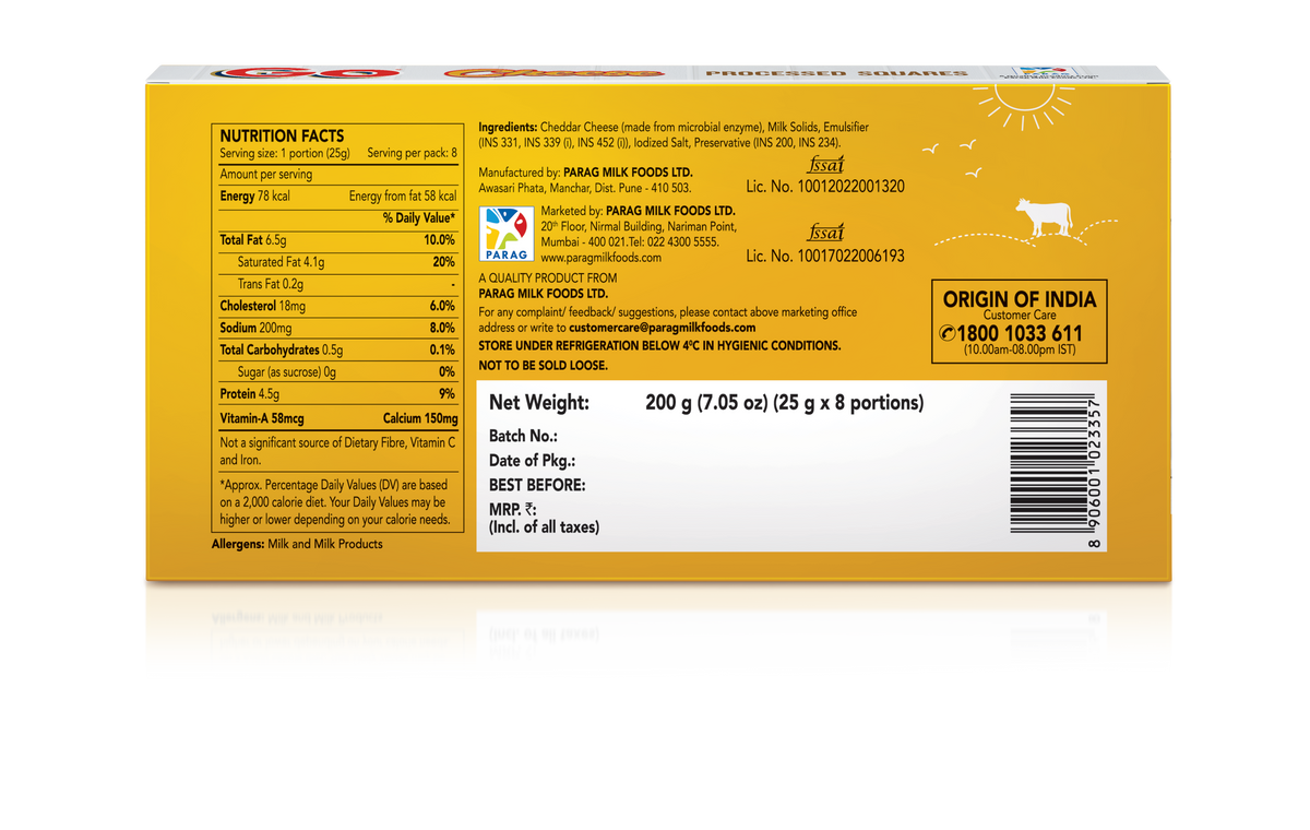 GO Cheese Processed Squares 200g