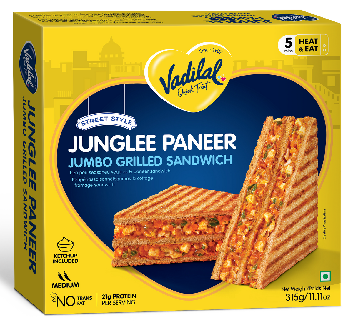 Vadilal Junglee Paneer Jumbo Grilled Sandwich – 315g