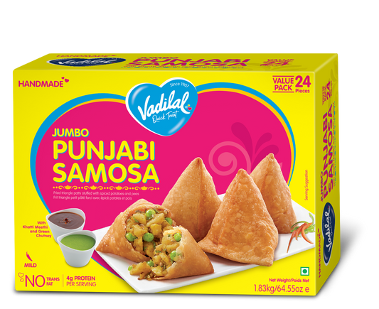 Vadilal Jumbo Punjabi Samosa – 1.8kg (24 Pieces)
