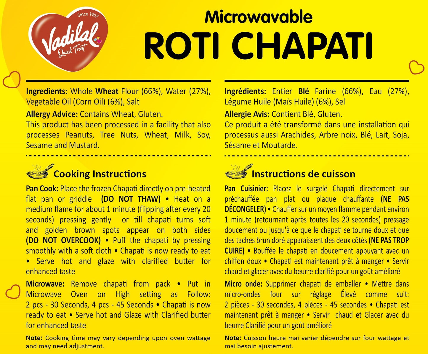 VADILAL MICROWAVABLE ROTI CHAPATI 400G