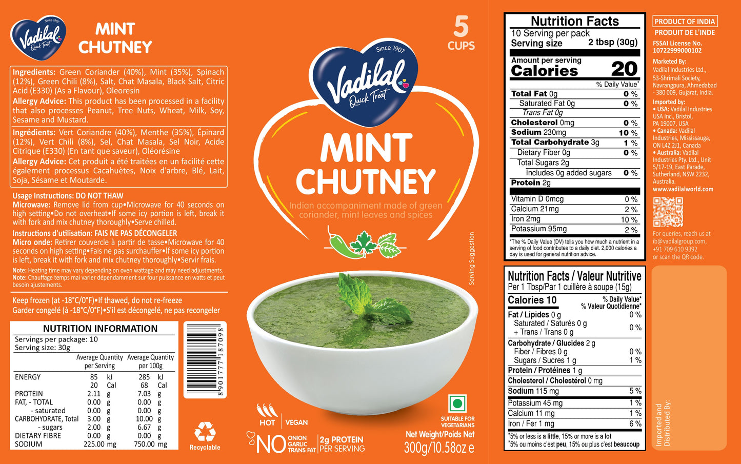 VADILAL MINT CHUTNEY 300G