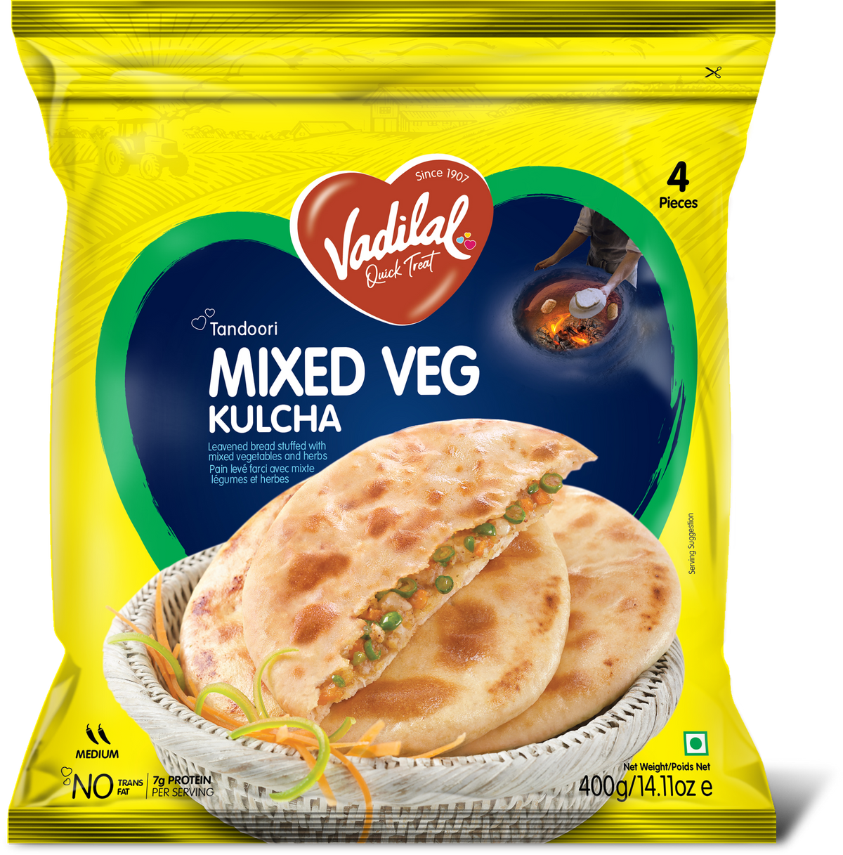 Vadilal Tandoori Mixed Veg Kulcha 400g