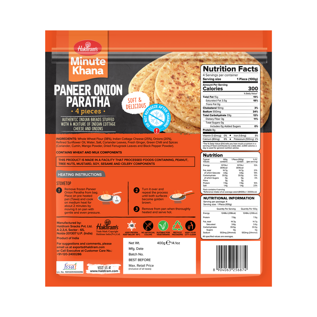 Haldiram's Paneer Onion Paratha – 400g