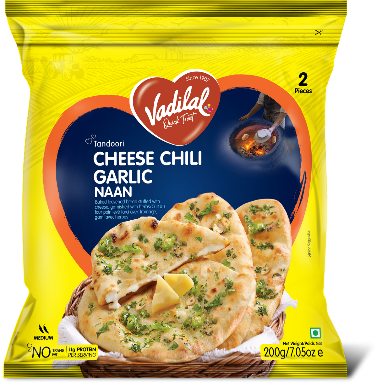 Vadilal Tandoori Cheese Chilli Garlic Naan 200g