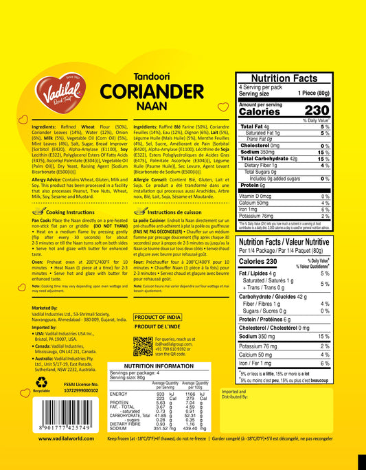 Vadilal Tandoori Coriander Naan 320g