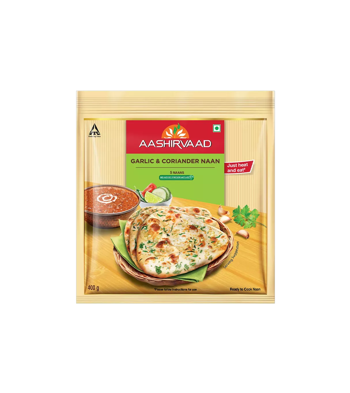 AASHIRVAAD GARLIC & CORIANDER NAAN - 400G